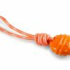 Speelgoed hond TPR volle ring oranje met touw 31cm
