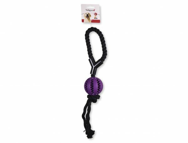 Speelgoed hond rubber dental bal touw paars 40cm