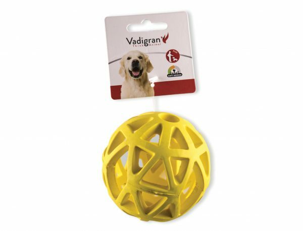 Speelgoed hond rubber holle bal geel Ø9cm