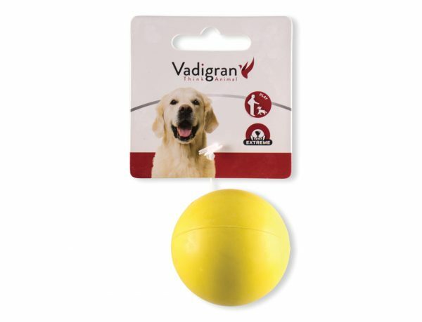 Speelgoed hond rubber bal geel Ø5cm