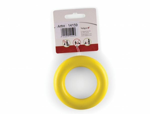 Speelgoed hond rubber ring geel Ø9cm