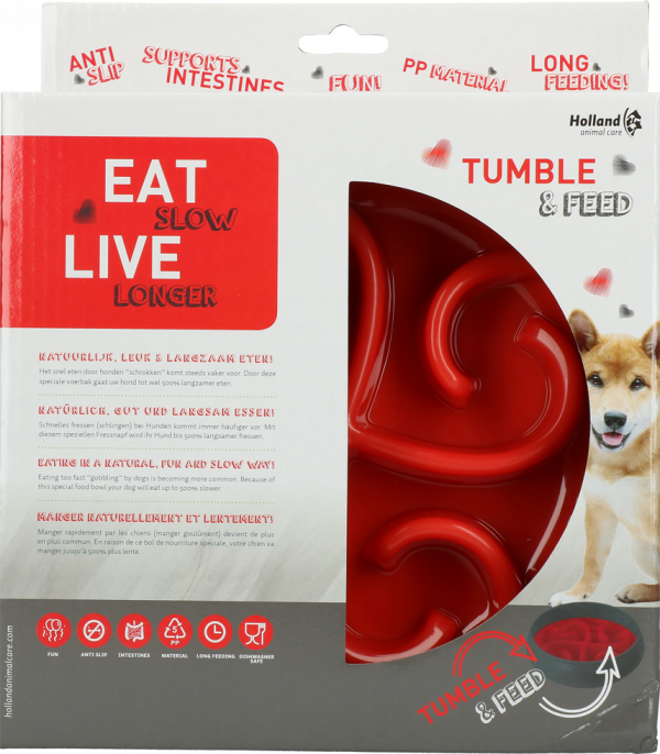 Eat Slow Live Longer Tumble Feeder Red