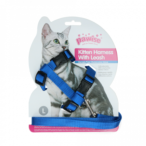 Pawise Kitten Harness Leash-Red/Blue