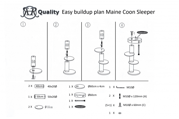 Krabpaal Maine Coon Sleeper de luxe Light Grey