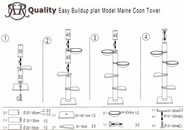 Krabpaal Maine Coon Tower Plus Light Grey