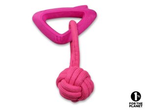 Speelgoed hond TPR Triangel + koord roze 25cm